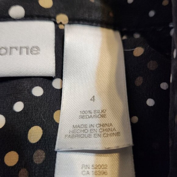 Liz Claiborne 100% Silk Blouse Top Sz 4 Multicolor Polka Dot Button Front Career - Picture 4 of 8